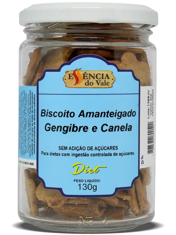 Biscoito Amanteigado de Gengibre e Canela Sem Adição de Açúcar 130g Essência do Vale