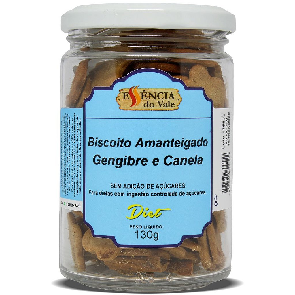 15446391056-e03c7993b3.jpg Biscoito Amanteigado de Gengibre e Canela Sem Adição de Açúcar 130g Essência do Vale - Imagem 1