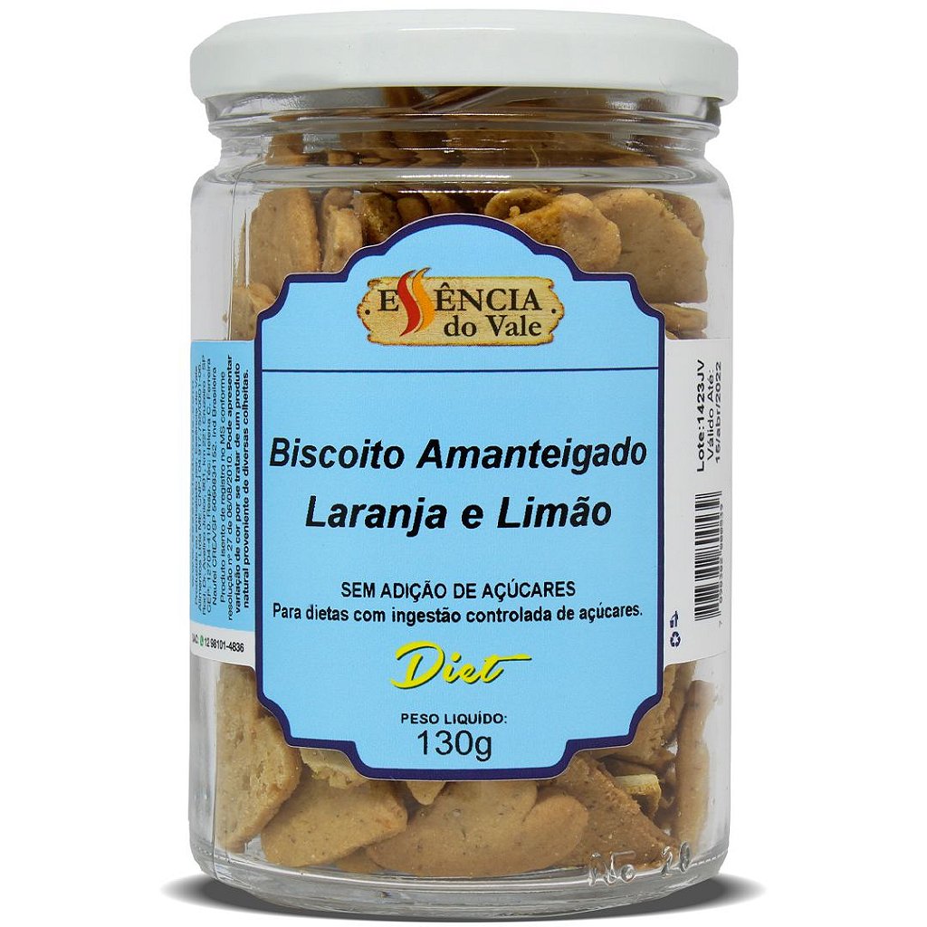 15446391065-fb0faa257e.jpg Biscoito Amanteigado de Laranja e Limão Sem Adição de Açúcar Essência do Vale 130g - Imagem 1