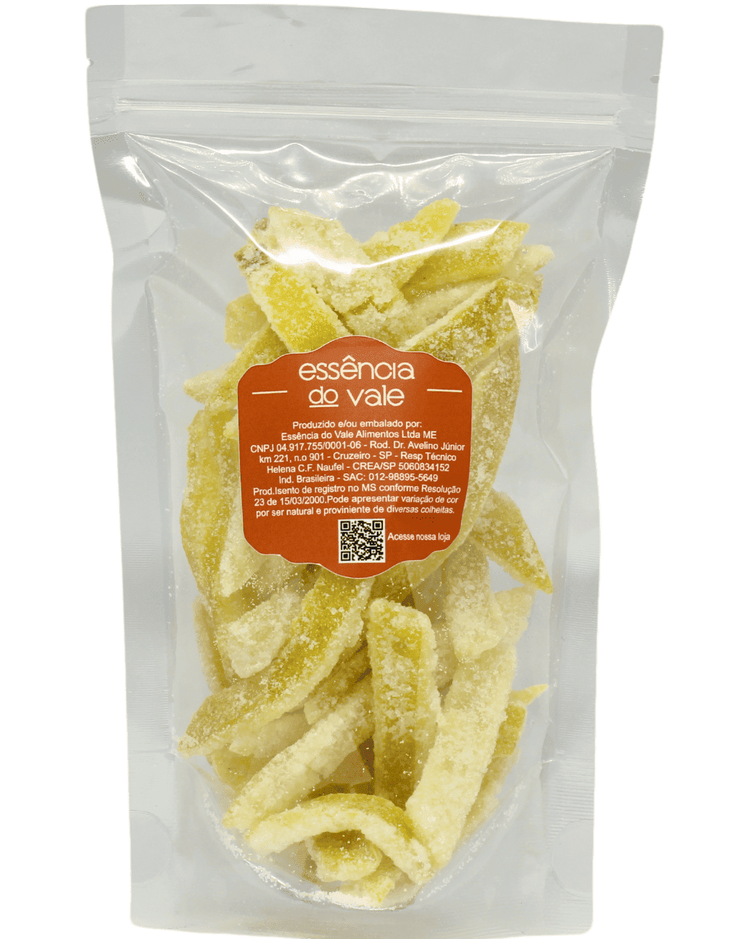 15482521012-casquinha-de-laranja-cristalizada-fundo-branco.png Casquinha de Laranja Cristalizada Essência do Vale 150g - Imagem 1