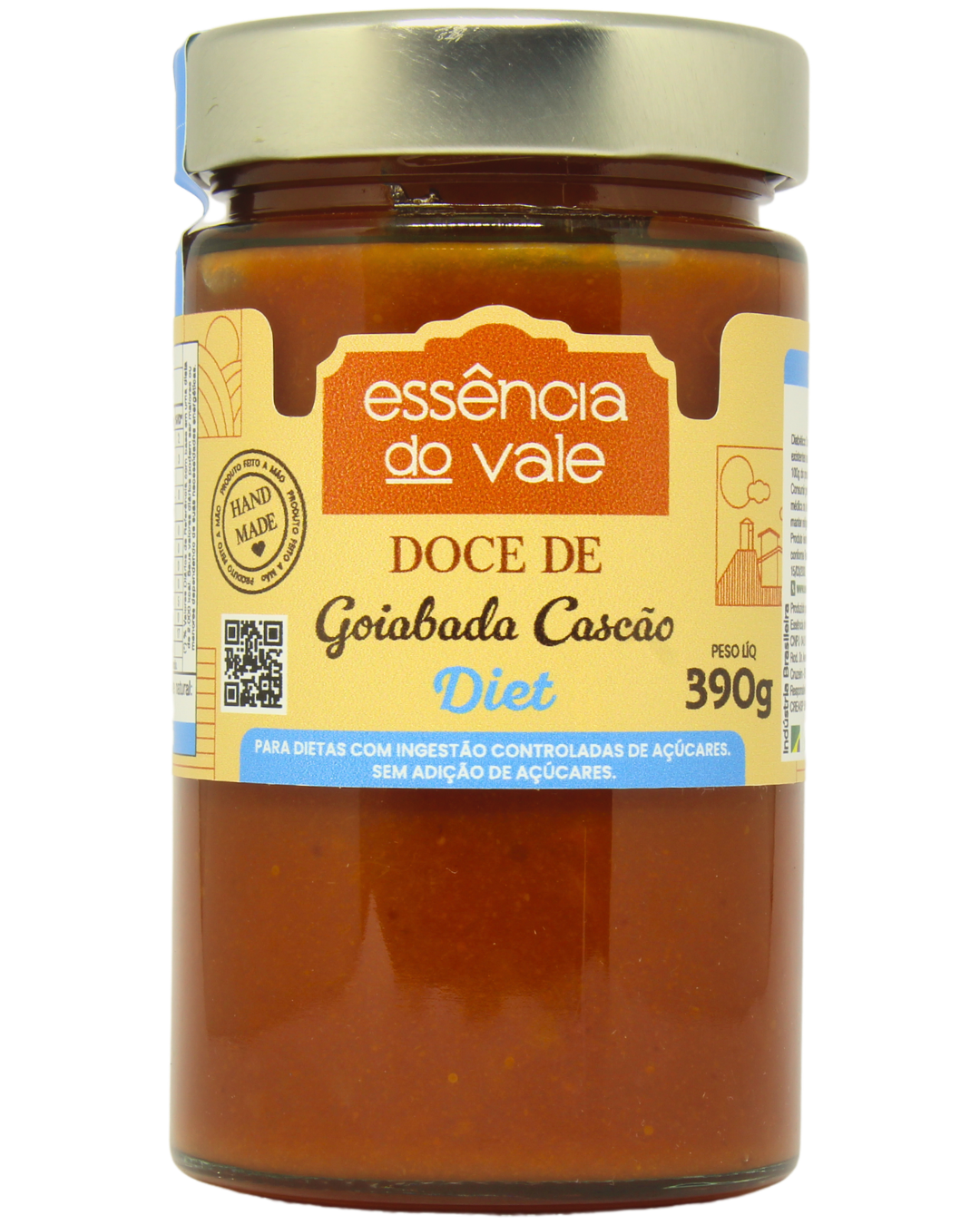 15482540612-goiabada-cascao-diet-fundo-branco.png Goiabada Cascão Diet Sem Adição de Açúcar Essência do Vale 390g - Imagem 1