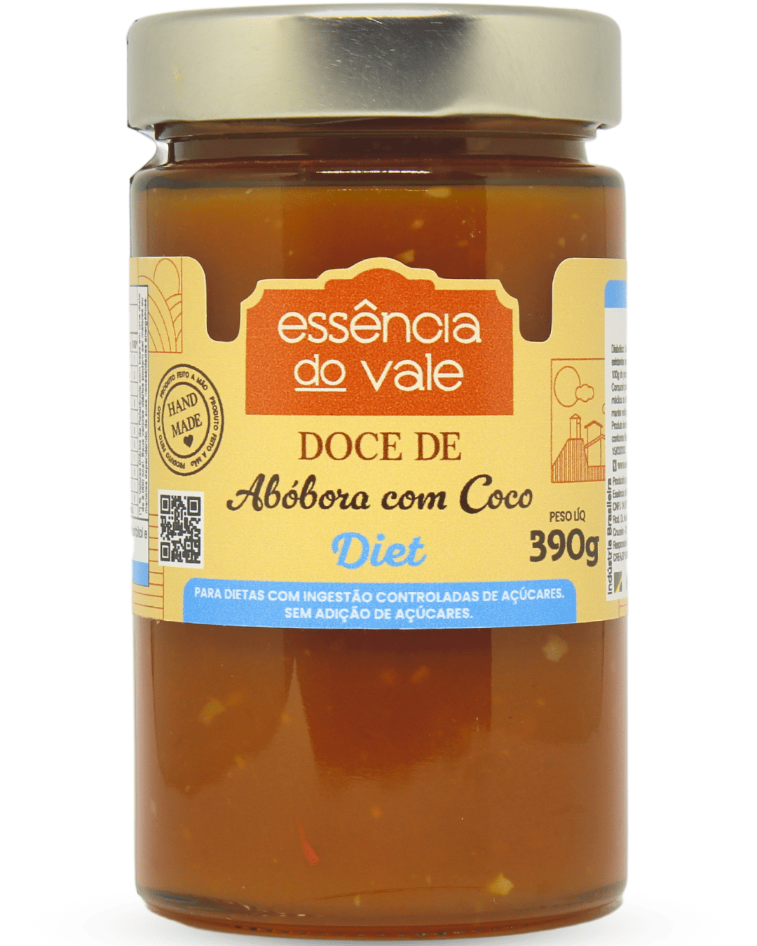 15485501417-abobora-com-coco-diet-fundo-branco.png Doce de Abóbora com Coco Diet 390g - Imagem 1