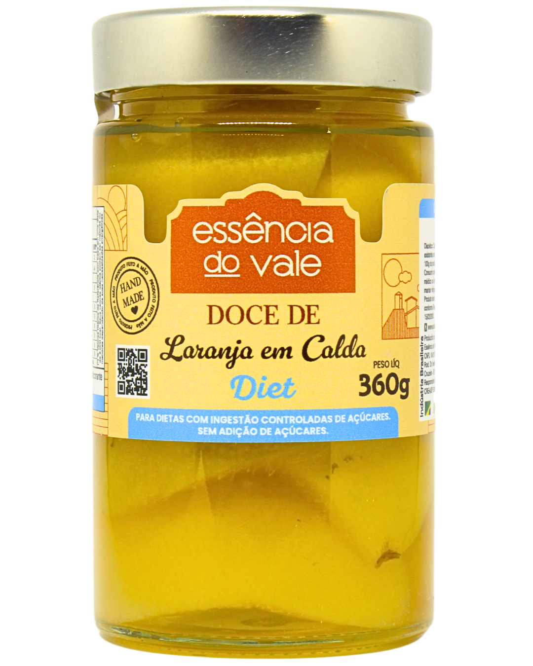 15485669086-laranja-em-calda-diet-fundo-branco.png Doce de Laranja em Calda 360g Diet Sem Adição de Açúcar Essência do Vale - Imagem 1