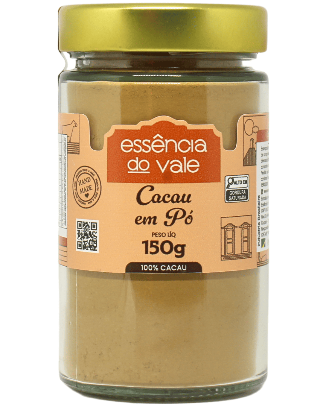 15488823170-cacau-em-po-100-fundo-branco.png Cacau em Pó 100% 150g Essência do Vale - Imagem 1