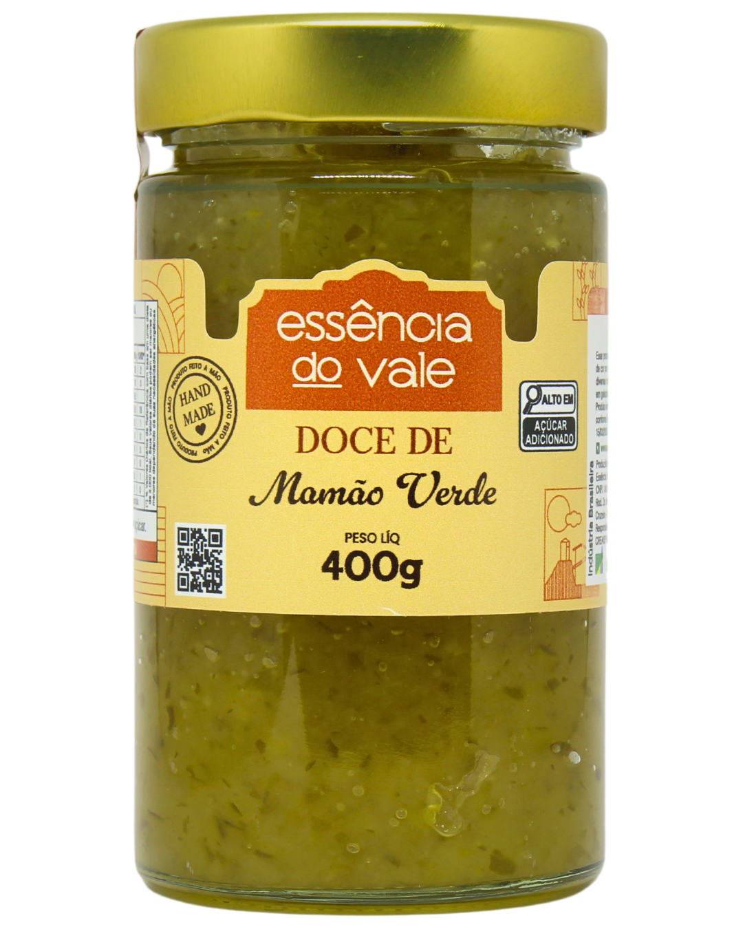 15488921625-mamao-verde-fundo-branco.png Doce de Mamão Verde da Essência do Vale 400g - Imagem 1