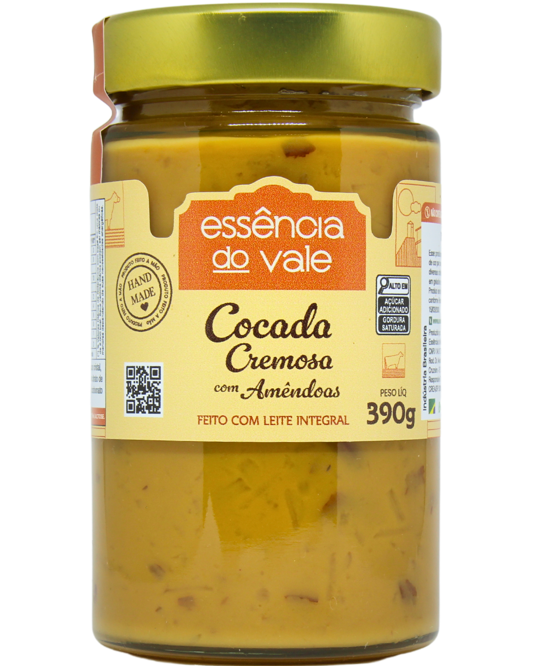 15491848396-cocada-com-amendoas-fundo-branco.png Cocada Cremosa com Amêndoas Essência do Vale 390g - Imagem 1
