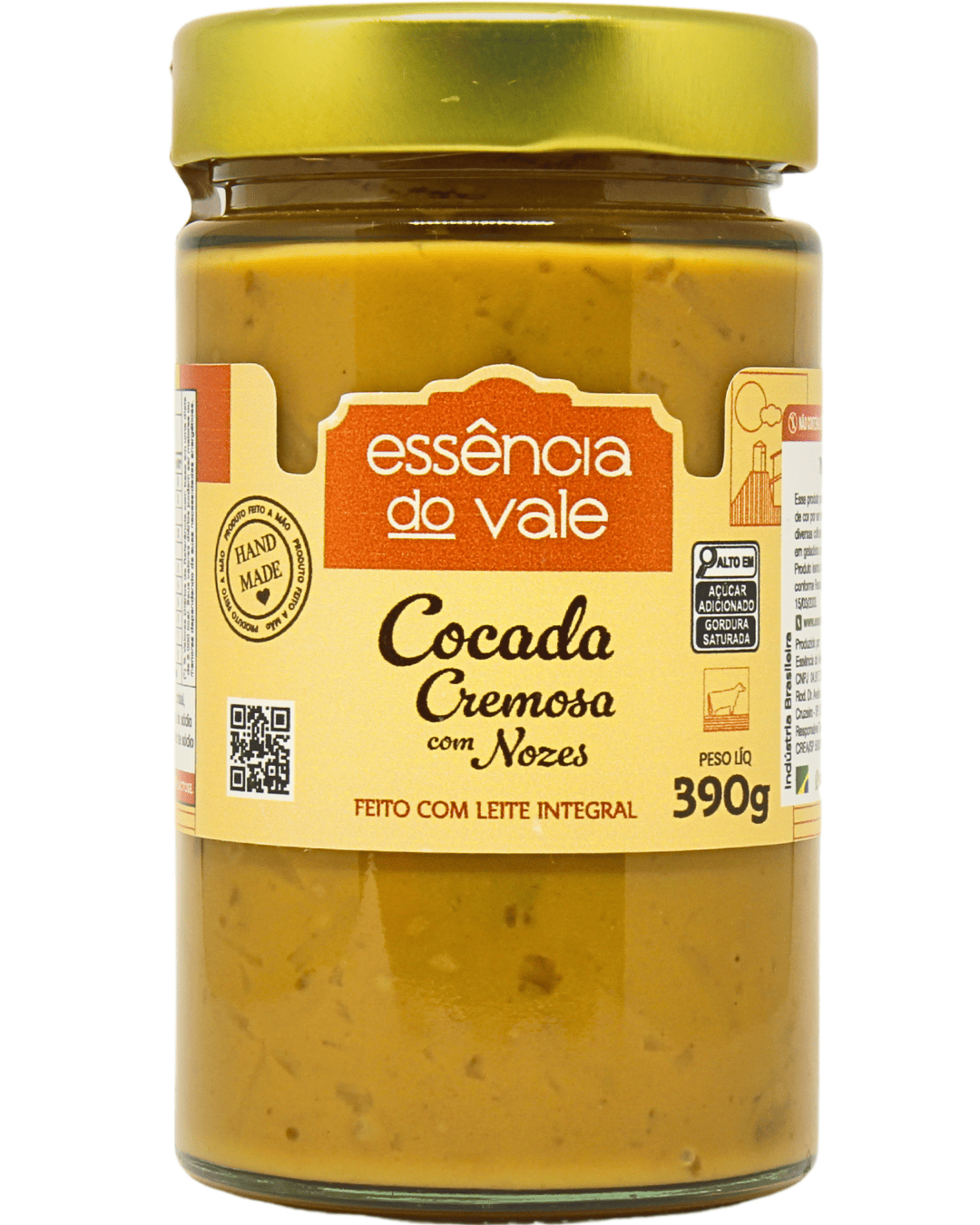 15491902865-cocada-com-nozes-fundo-branco.png Cocada Cremosa com Nozes Essência do Vale 390g - Imagem 1