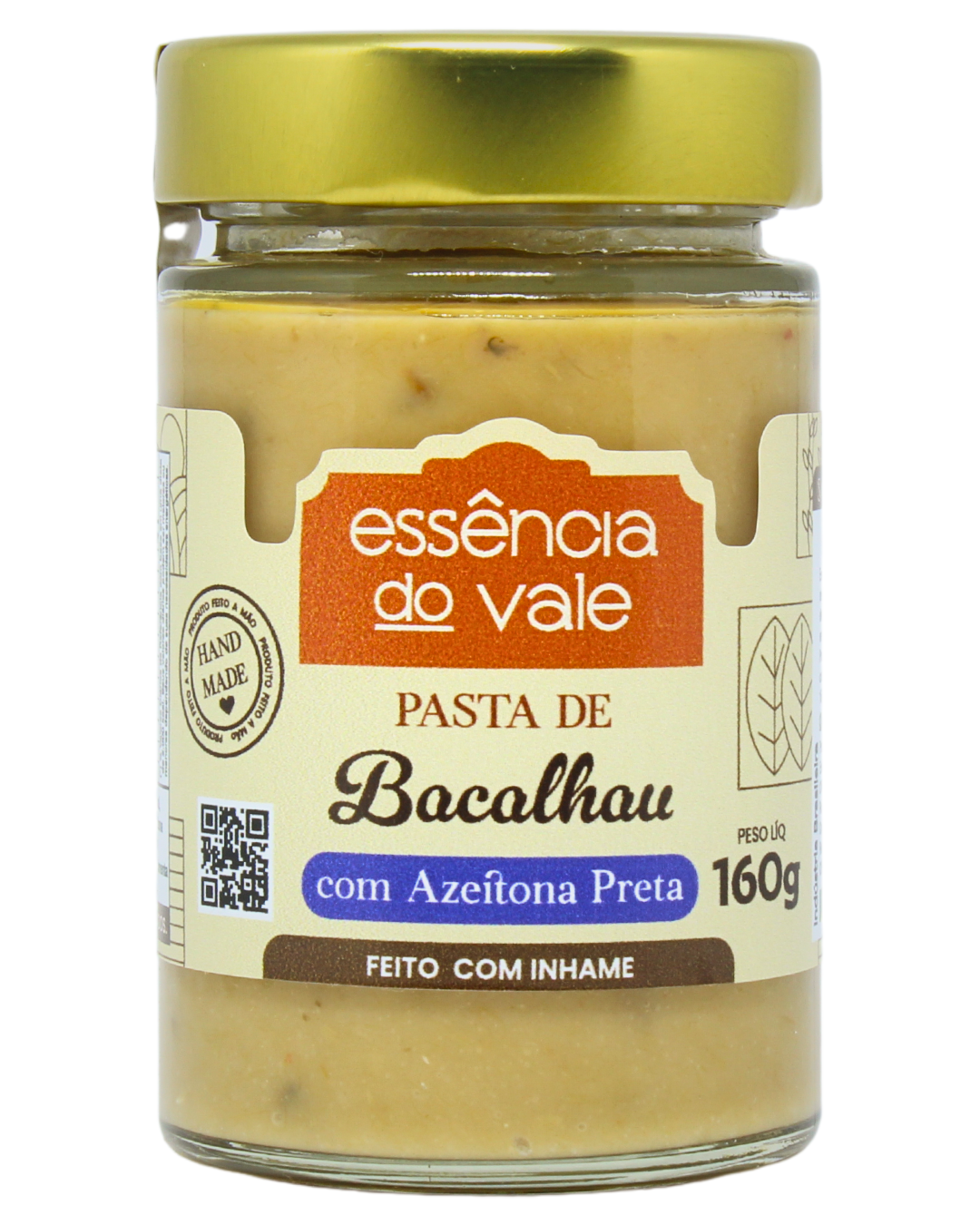15492364383-pasta-de-bacalhau-com-azeitona-fundo-branco.png Pasta de Bacalhau com Azeitona Preta Essência do Vale 160g - Imagem 1