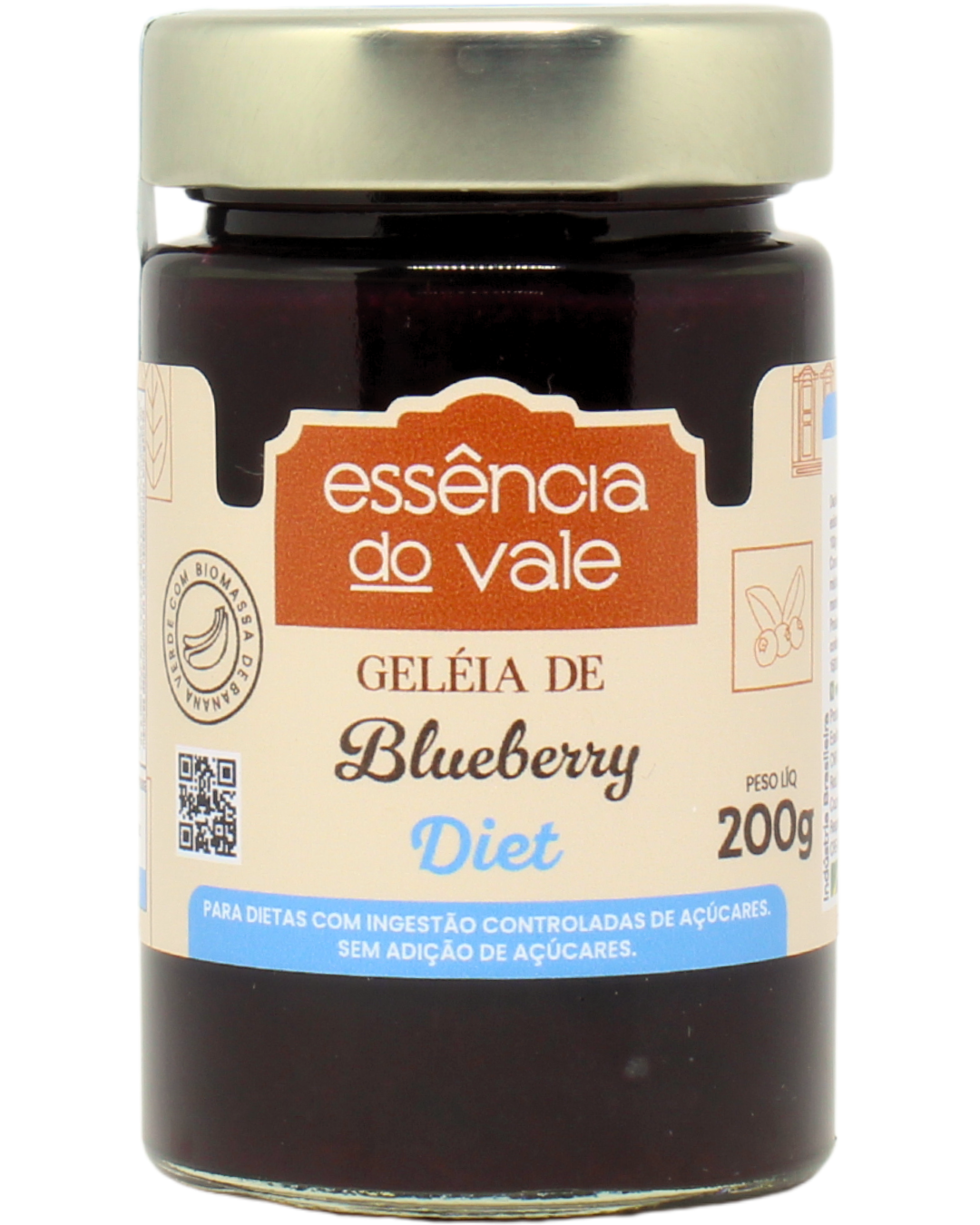 15492378187-geleia-de-bluberry-diet-fundo-branco.png Geleia de Blueberry Diet Sem Adição de Açúcar 200g Essência do Vale - Imagem 1