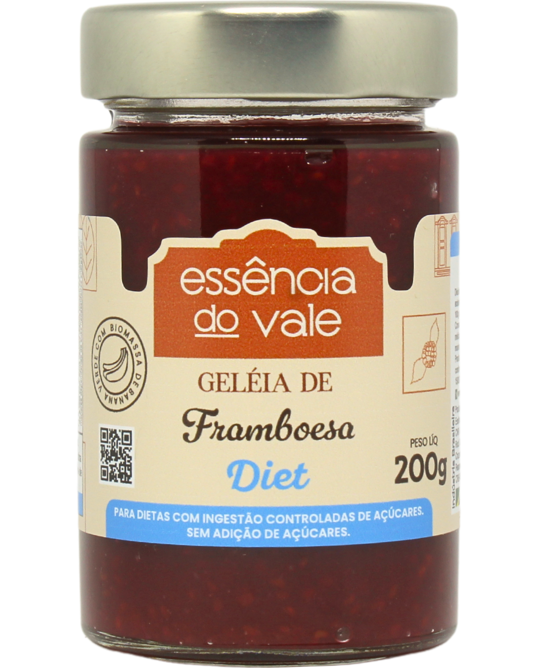 15492414334-geleia-de-frambroesa-diet-fundo-branco.png Geleia de Framboesa Diet Sem Adição de Açúcar da Essência do Vale 200g - Imagem 1