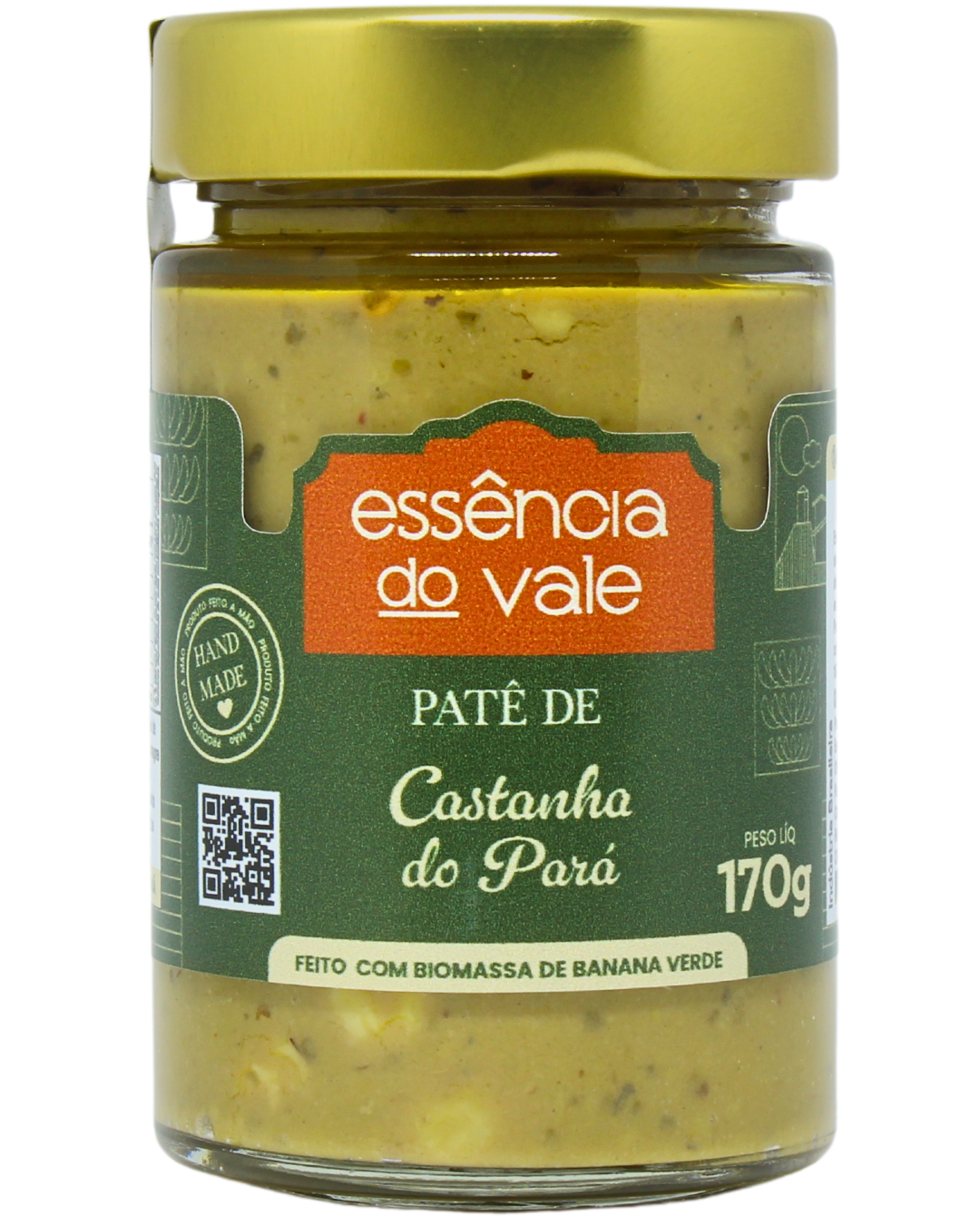 15492804456-pate-de-castanhas-do-para-fundo-branco.png Patê de Castanha do Pará Vegano Essência do Vale 170g - Imagem 1