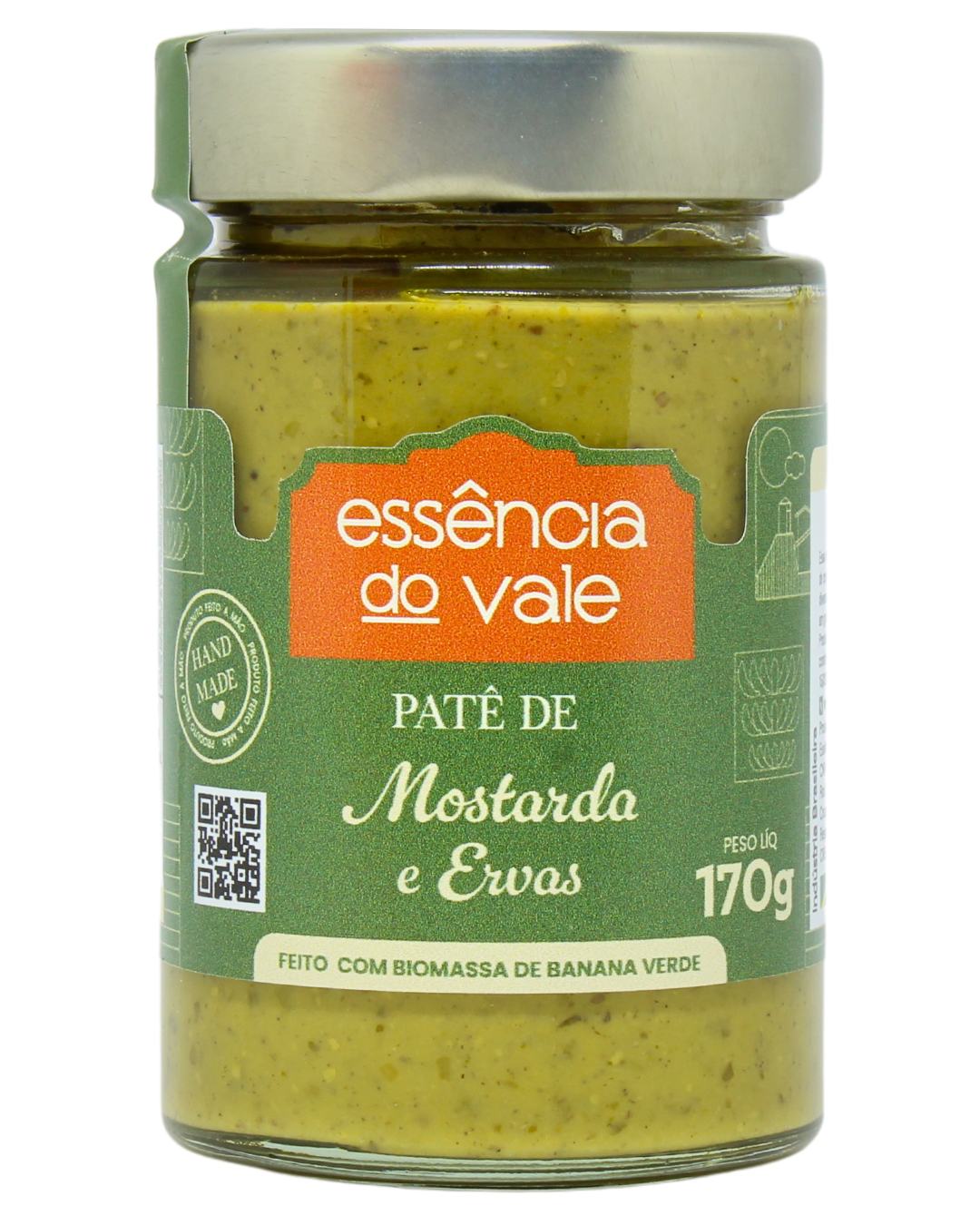 15492812884-pate-de-mostarda-e-ervas-fundo-branco.png Patê de Mostarda e Ervas Vegano Essência do Vale 170g - Imagem 1