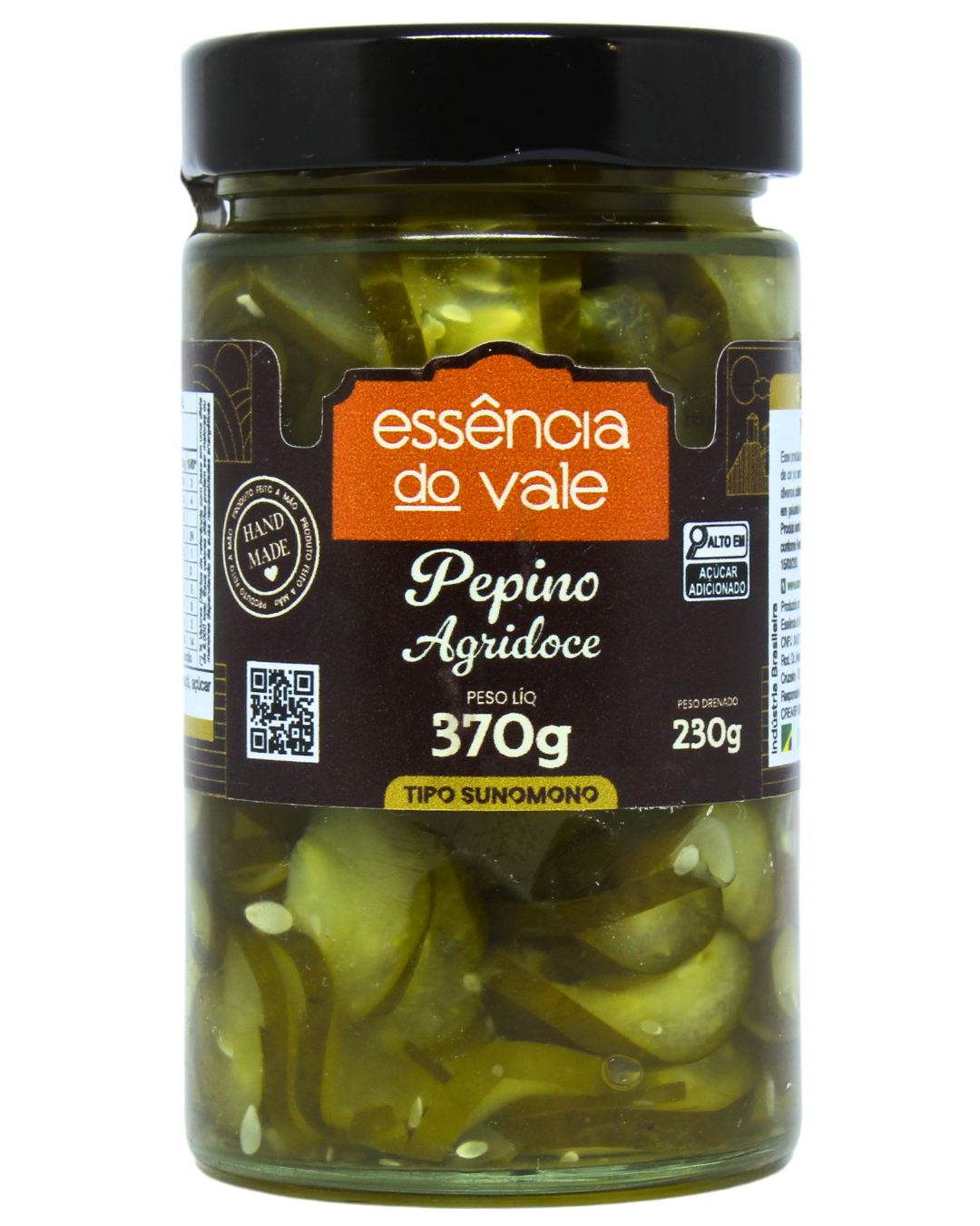 15492813526-pepino-agridoce-fundo-branco.png Pepino Agridoce Essência do Vale 370g - Imagem 1