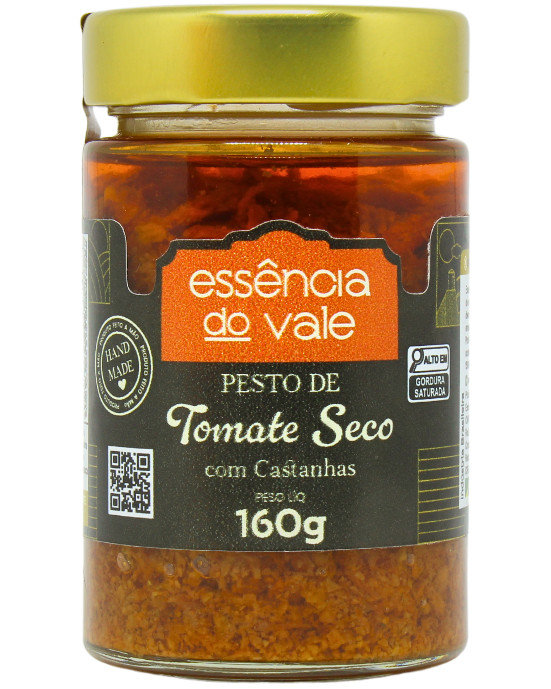 15493023744-pesto-de-tomate-seco-fundo-branco.png Pesto de Tomate Seco e Castanhas Caju e do Pará Essência do Vale 160g - Imagem 1