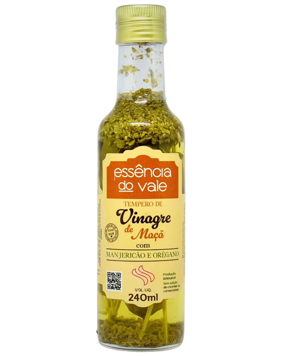 15493037152-vinagre-com-manjericao-e-oregano-fundo-branco.png Vinagre Aromatizado com Manjericão e Orégano 240ml - Imagem 1