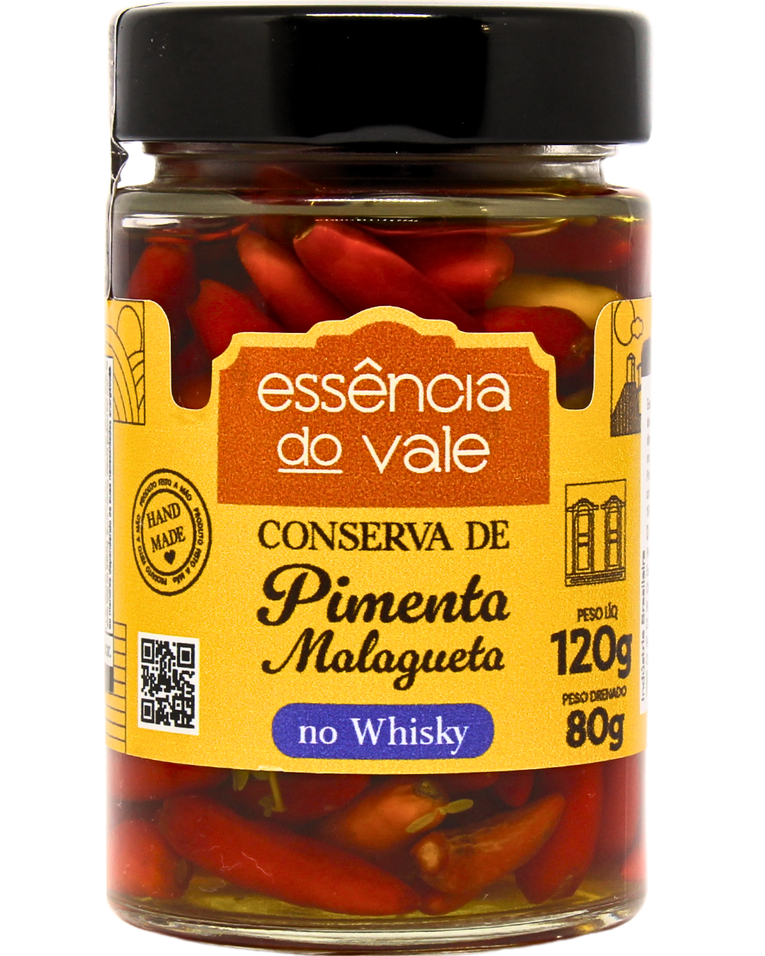 15493038640-pimenta-malagueta-no-whisky-fundo-branco.png Pimenta no Whisky em Conserva Essência do Vale 120g - Imagem 1
