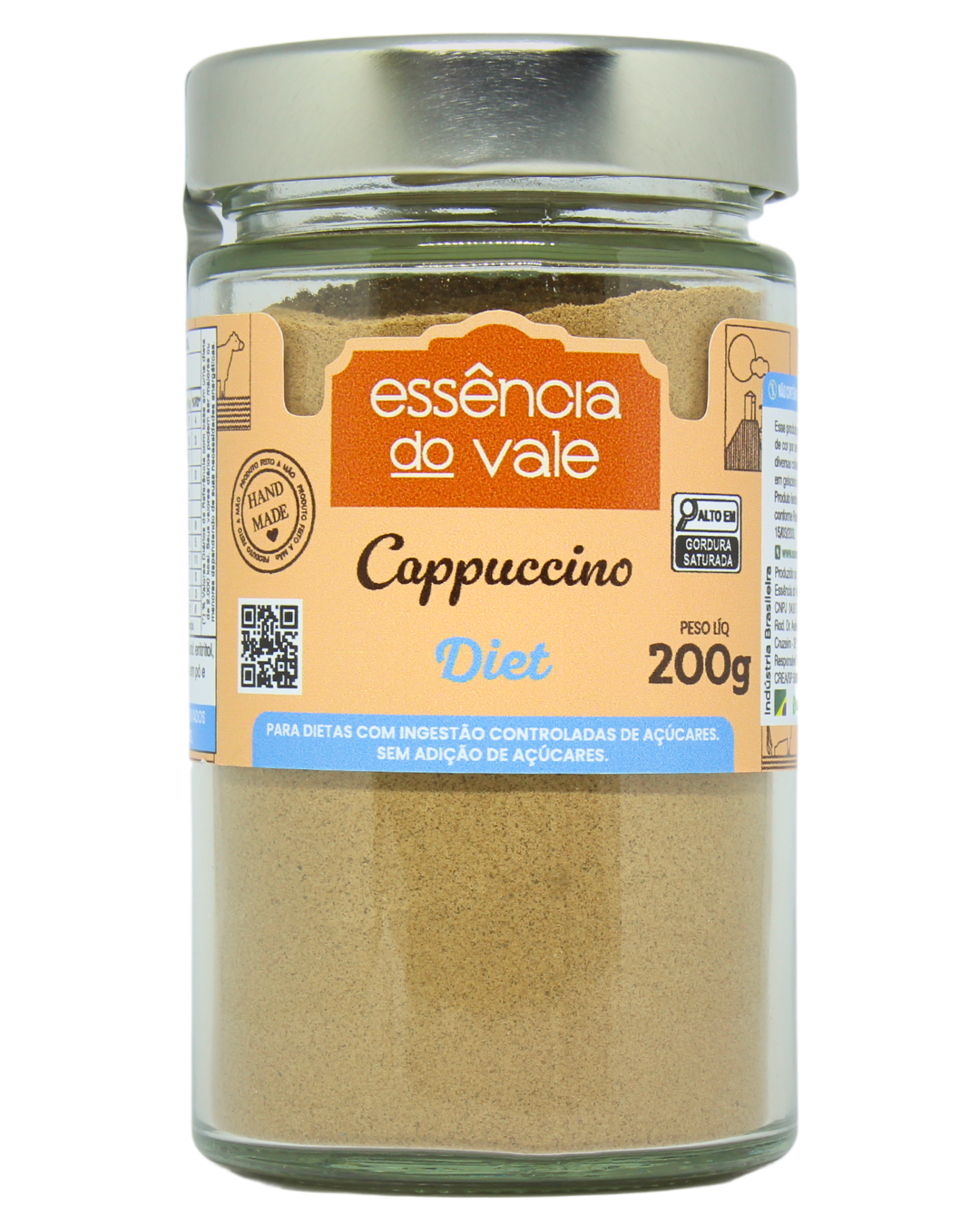 15493047538-cappuccino-diet-fundo-branco.png Cappuccino Diet Sem Adição de Açúcares Essência do Vale 200g - Imagem 1