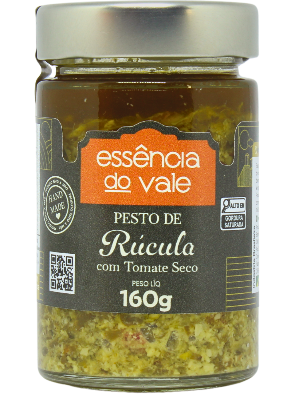 15493399650-pesto-de-rucula-com-tomate-seco-funco-branco.png Pesto de Rúcula com Tomate Seco da Essência do Vale 160g - Imagem 1