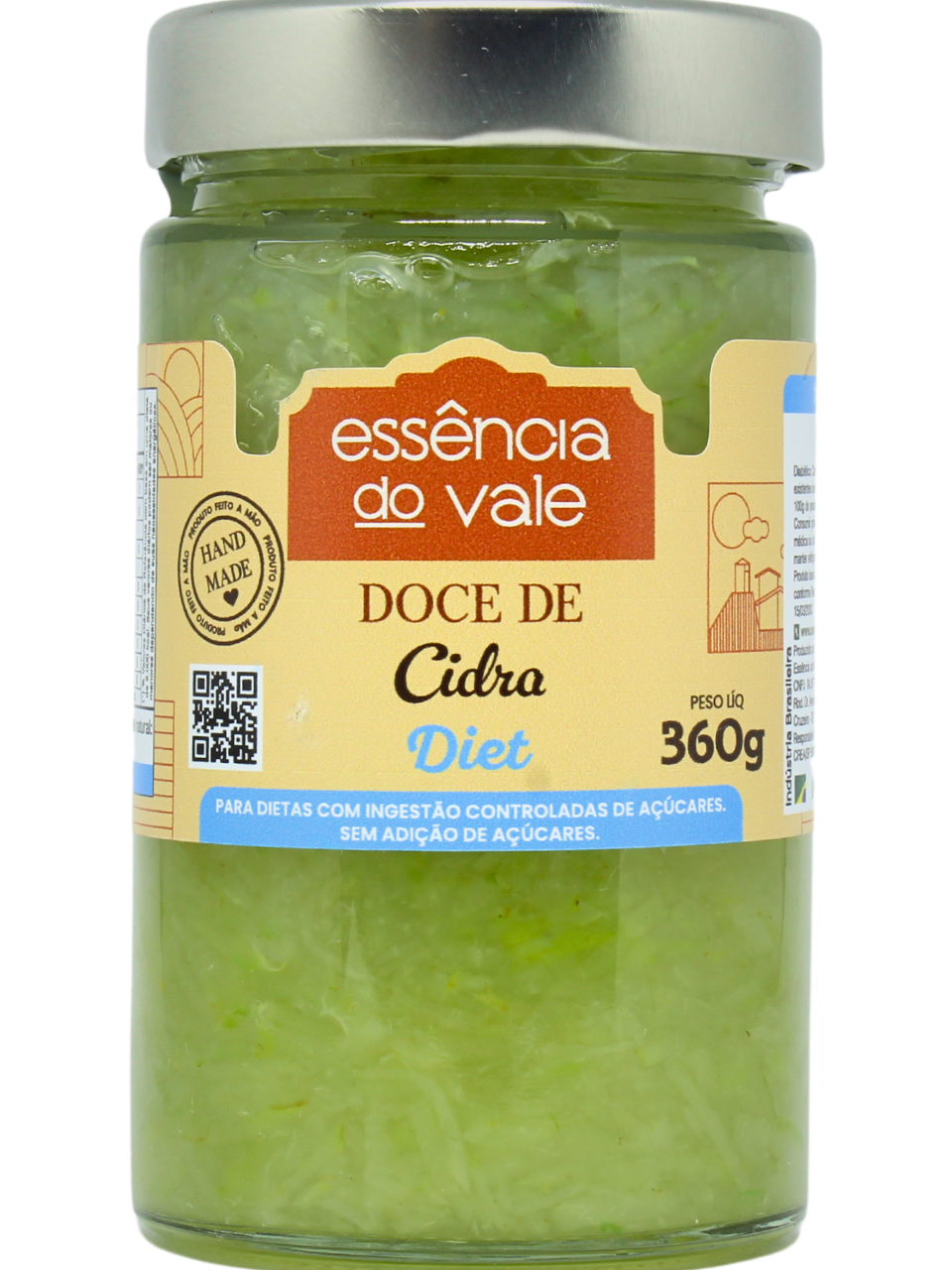 15493415462-doce-de-cidra-diet-fundo-branco.png Doce de Cidra Diet Sem Adição de Açúcar da Essência do Vale 360g - Imagem 1