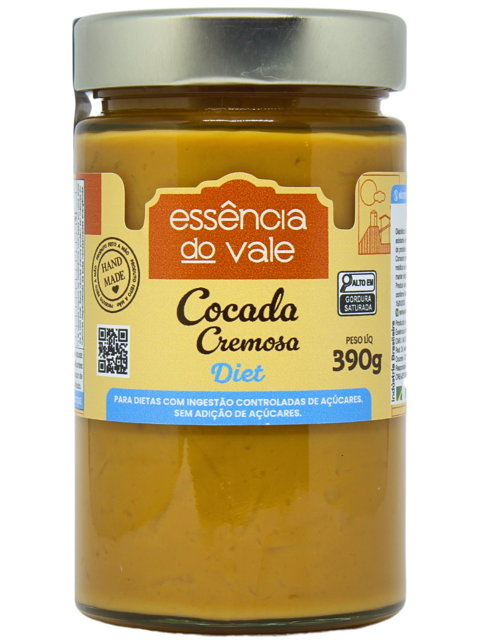 15493416782-cocada-cremosa-diet-fundo-branco.png Cocada Cremosa Diet Sem Adição de Açúcar Essência do Vale 390g - Imagem 1