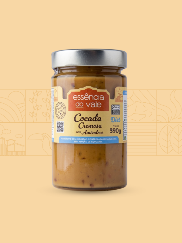 Cocada Cremosa com Amêndoas Diet Sem Adição de Açúcar Essência do Vale 390g