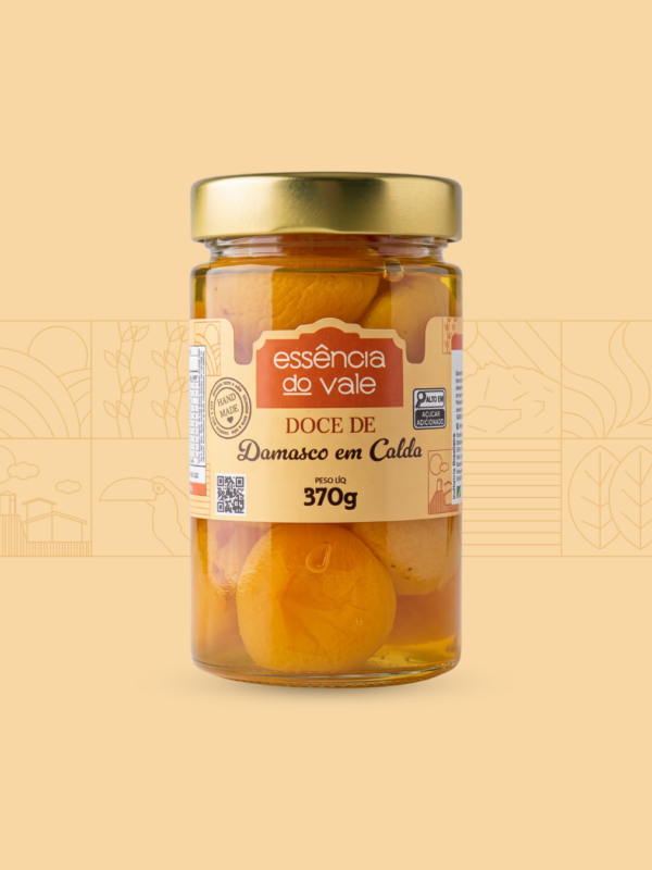 Doce de Damasco em Calda da Essência do Vale 370g