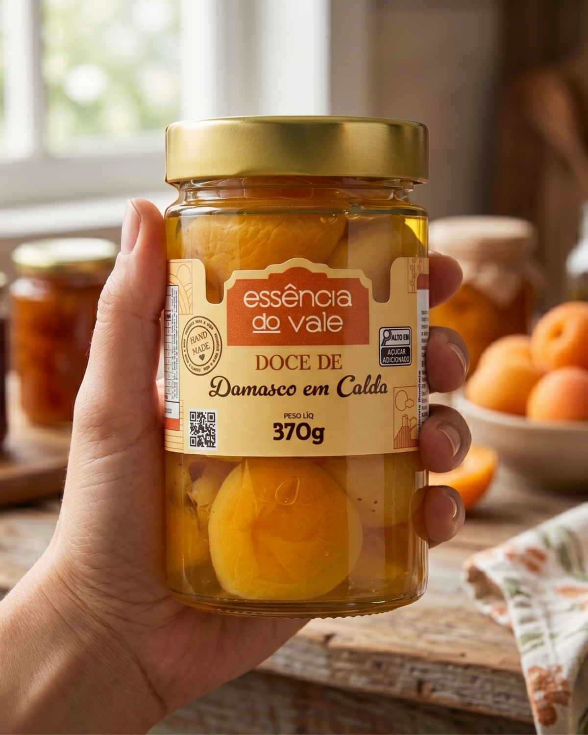 Doce de Damasco em Calda da Essência do Vale 370g - Imagem 4