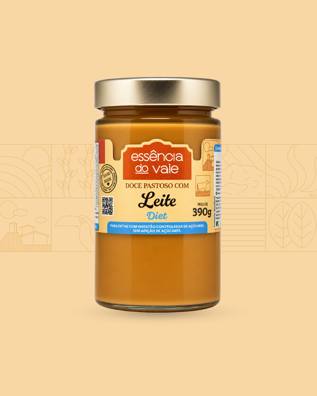 Doce Pastoso com Leite Diet Doce Pastoso de Leite Puro Diet Sem Adição de Açúcar Essência do Vale 390g - Imagem 1