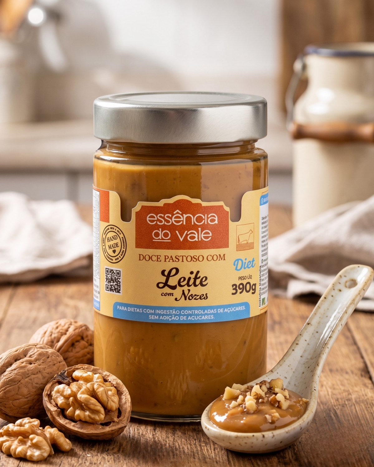 Doce Pastoso de Leite com Nozes Diet Sem Adição de Açúcar Essência do Vale 390g - Imagem 4