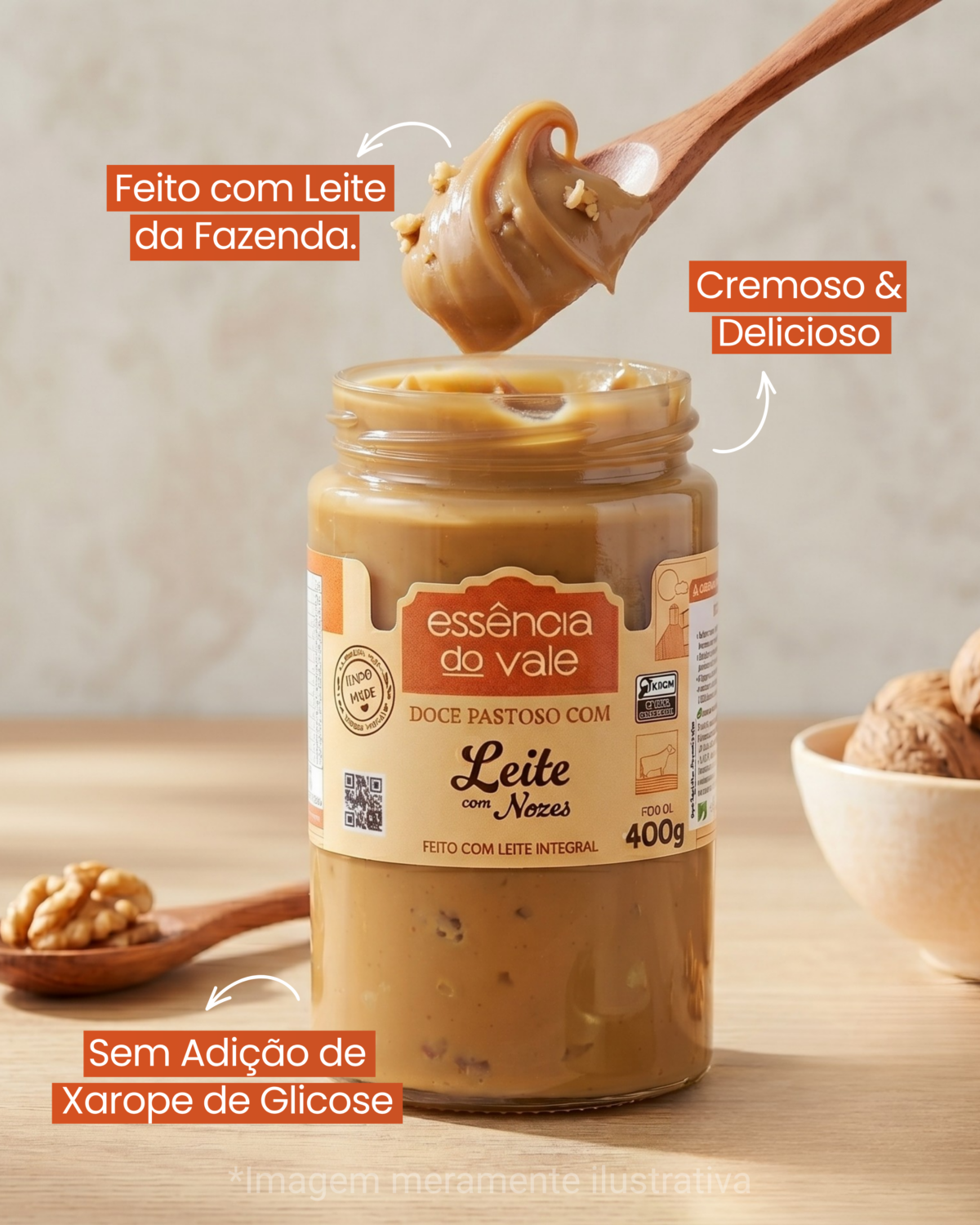 Doce Pastoso de Leite com Nozes Essência do Vale 400g - Imagem 4