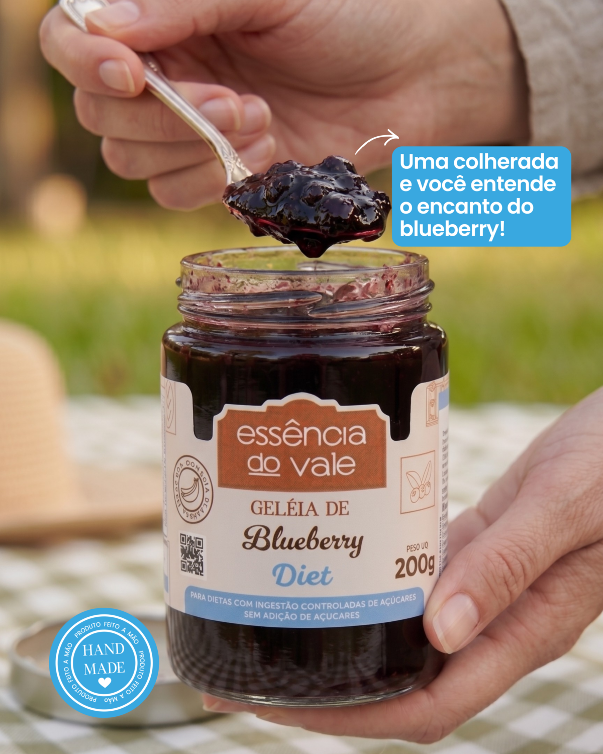 Geleia de Blueberry Diet Sem Adição de Açúcar 200g Essência do Vale - Imagem 3