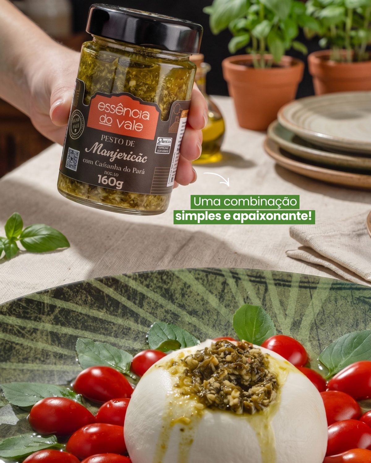 Pesto de Manjericão com Castanha do Pará Essência do Vale 160g - Imagem 4