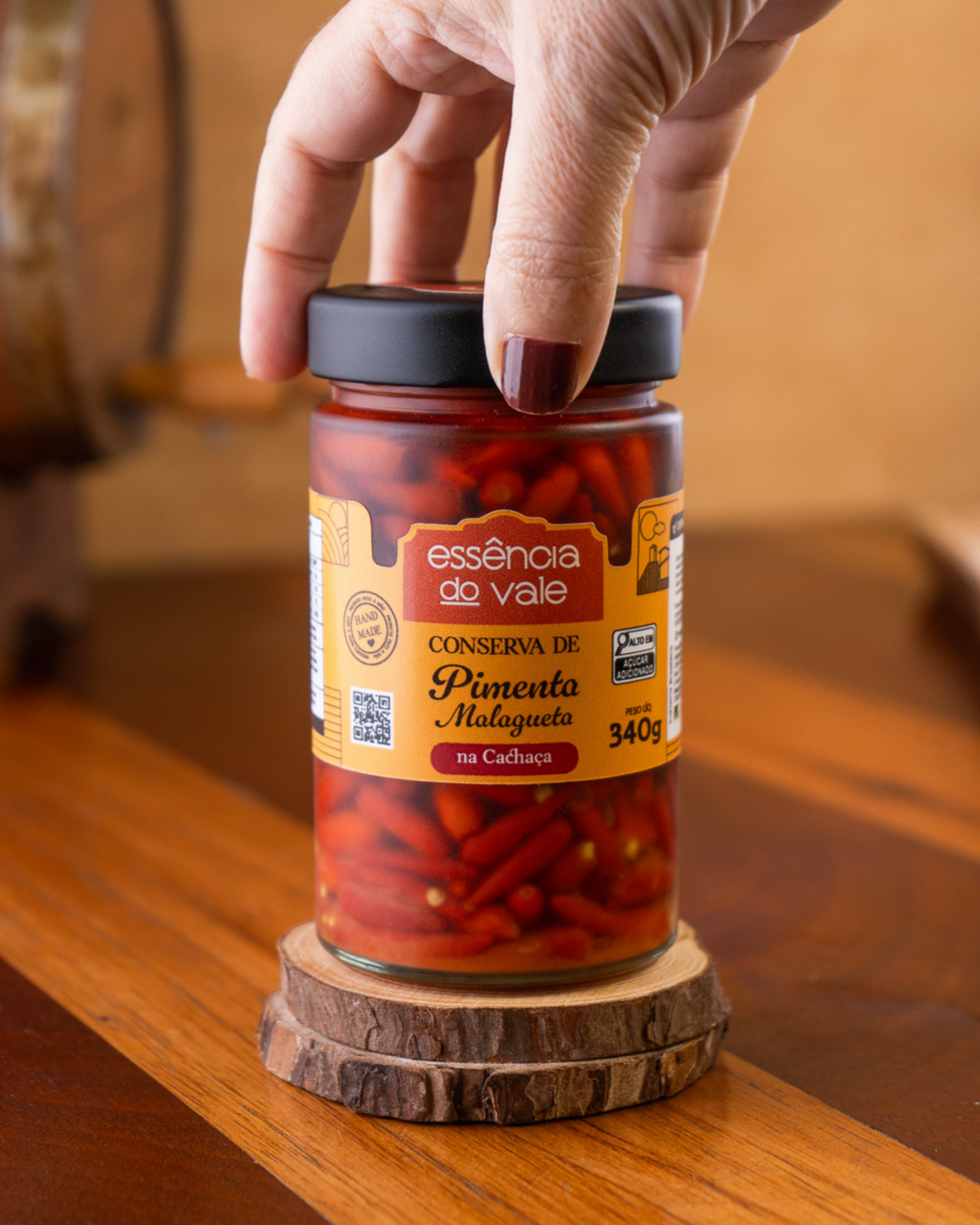 Pimenta Malagueta na Cachaça em Conserva da Essência do Vale 340g - Imagem 2