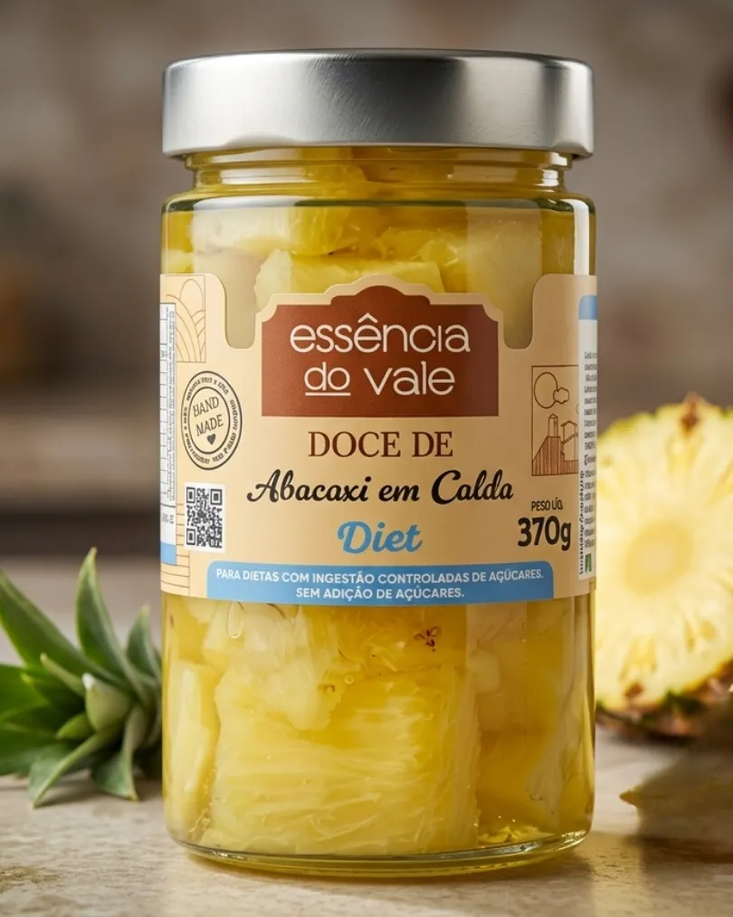 Doce de Abacaxi em Calda Diet Sem Adição de Açúcar da Essência do Vale 360g - Imagem 2